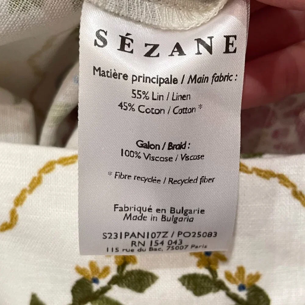 Last Call! New Sézane x Farm Rio Tiago Linen Cotton Floral Cropped Pant 42, 10
